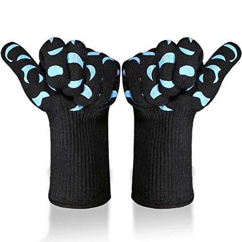 Produktbild: Tidinesslife Grillhandschuhe BBQ Handschuhe extrem hitzebeständige Ofenhandschuhe Blue