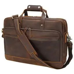 Produktbild: TIDING Leder Herren Aktentasche Laptoptasche 17 zoll Laptop Business Tasche Vintage Handtasche Echt Leder Umhängetasche für Geschäft, Büro