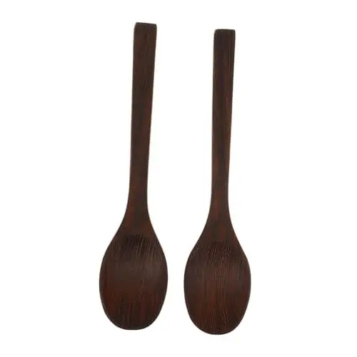 Produktbild: TIDTALEO 2 Stück Holzlöffel Rührlöffel Dessert Rührlöffel Küchenbedarf Kleiner Holz Suppenlöffel Dessertlöffel Dessert Salatlöffel Wiederverwendbarer Suppenlöffel Küchen