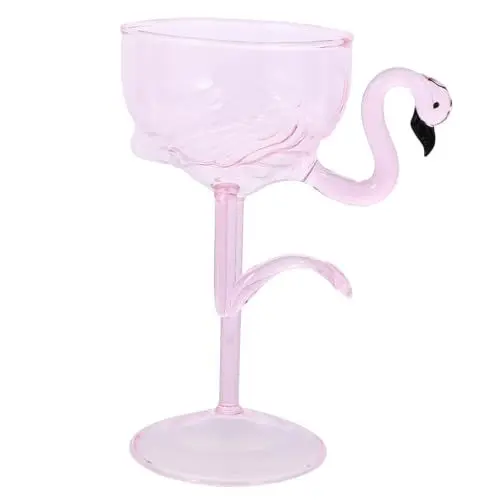 Produktbild: TIDTALEO Flamingo-Likör aus Glas Weingläser Cocktailgläser weißwein kelch kreative Trinkgläser Wassergläser Glasbecher Cocktailbecher Flamingo-Cocktailglas-Tasse einzigartig Nachtisch Braut