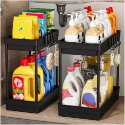 Produktbild: TidyTrove Küchen Organizer - Küchenschrank Organizer,2 Stück Spülschrank Organizer Unter Waschbecken Regal,Badezimmer Organizer,Küchenorganizer,Mehrzweck-Organisation für Küche,Schwarz