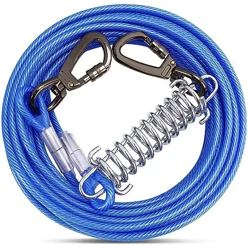 Produktbild: Tie Out Leinen für Hunde,Leinen mit Stoßdämpfender Feder,3-15m, Hofleine Leinen für Hunde,Hundeleine für den Hof（Blau,3M