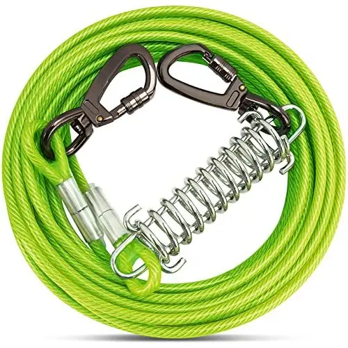 Produktbild: Tie Out Leinen für Hunde,Leinen mit Stoßdämpfender Feder,3-15m, Hofleine Leinen für Hunde,Hundeleine für den Hof（Grün,3M