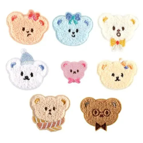 Produktbild: Tier Patches zum Aufbügeln, 8 Stück DIY Bestickte Aufnäher Aufbügelflicken Kinder Bügelflicken Jeans Tiere Bügel Patches Bügel Flicken zum Aufbügeln für Kleidung (Bären)
