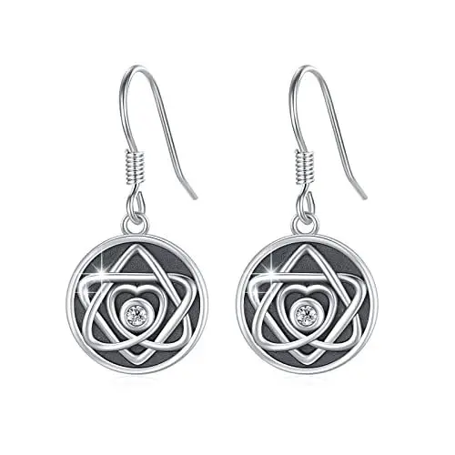Produktbild: Tiere Ohrringe für Damen 925 Sterling Silber Libelle/Schildkröte/Kolibri/Löwe/Delphin Ohrringe Niedliche Abalone Ohrringe Hypoallergene Schmuck Geschenk für Frauen Mädchen Tochter Familie (Hexagramm)
