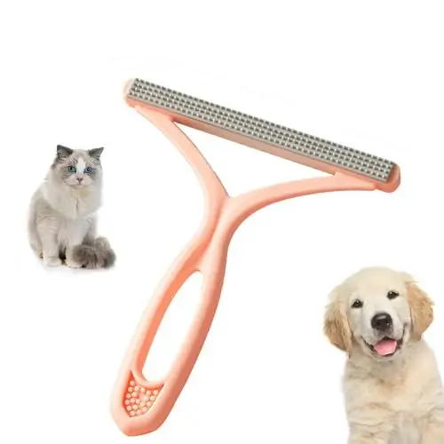 Produktbild: Tierhaarentferner für Teppich, wiederverwendbare Tierhaarentfernerbürste, tragbare Bürste für Decke, Kleidung, Haustiertürme, Autopolster (Rosa)