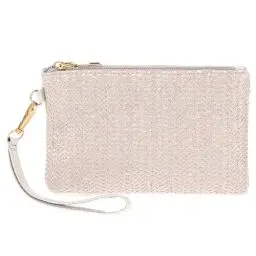 Produktbild: TIESOME 18cm Stroh Clutch Geldbörsen für Damen, aus Stroh gewebte Handgelenk Geldbörse Sommer Strand Stroh Handtasche mit Reißverschluss Boho Geldbörse aus Korbgeflecht(Weiß)