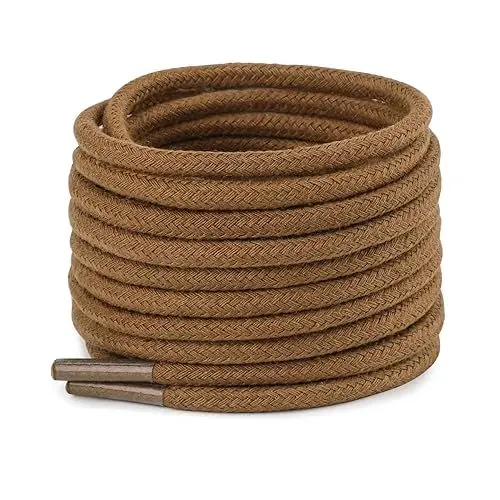 Produktbild: TIESTRA Schnürsenkel Reißfest Rund für Arbeitsschuhe Sportschuhe und Trekkingschuhe, aus Polyester, ø 4,5mm,Ersatz Schuhbänder Premium Senkel Braun 90 cm-35 Zoll (1 Paar)