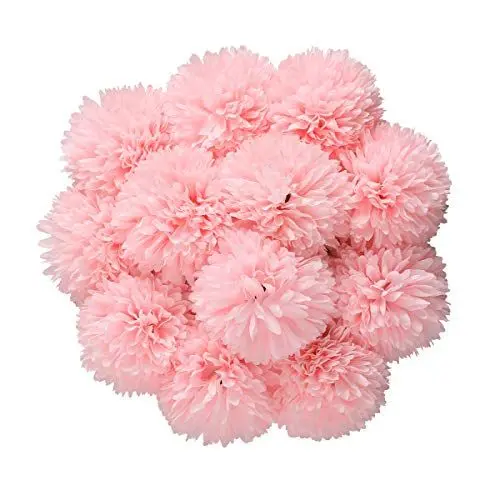 Produktbild: Tifuly Künstliche Hortensie Blumen, 11 Zoll Seide Pompon Chrysantheme Kugel Blumen für Hausgarten Party Büro Dekoration, Braut Hochzeitssträuße, Blumenschmuck, Mittelstücke (Hell-Pink-12 Stück)