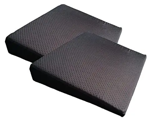 Produktbild: Tiga-Med 2 Stück Sitzkissen Anti-Rutsch Premium Sitzkeilkissen schwarz extra stark & formstabil Bürostuhl Auto Sitz Kissen Sitzerhöhung No Slip Keilkissen