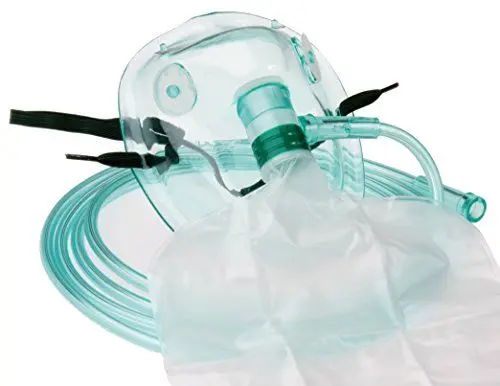 Produktbild: Tiga-Med Sauerstoffmaske Orig DEHP-frei Hohe Konzentration mit Reservoirbeutel f. Erwachsene 1 Stück mit grünem 210cm Sauerstoffschlauch