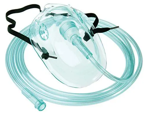 Produktbild: Tiga-Med Sauerstoffmaske Sauerstoffmasken f. Erwachsene DEHP-frei 5 Stück mit grünem 210cm Sauerstoffschlauch O2-Maske O2-Masken O2 Atemmaske Atemmasken