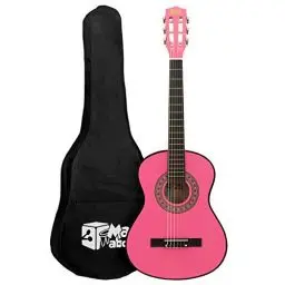 Produktbild: Mad About MA-CG03 3/4 Größe Klassische Gitarre - Farbenfrohe Spanische Gitarre mit Tragetasche, Gurt, Pick und Ersatzsaiten - Rosa