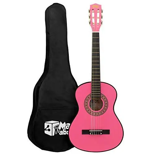 Produktbild: Mad About MA-CG03 3/4 Größe Klassische Gitarre - Farbenfrohe Spanische Gitarre mit Tragetasche, Gurt, Pick und Ersatzsaiten - Rosa