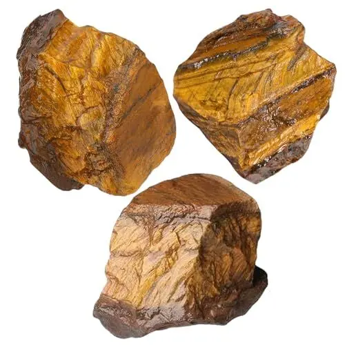 Produktbild: Tigerauge Heilsteine, 3–5cm Große Natürliche Rohedelsteine, 3 Stück Premium Wasserstein für Meditation, Reiki, Trommeln, DIY Polieren, Drahtwickeln, Cabbing, Wicca, Geschenkideen, Dekorative Steine