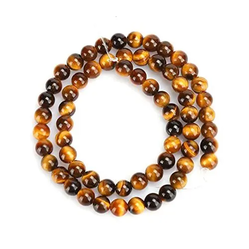 Produktbild: Tigerauge-Perlen, Armband-Herstellungsset, Steinperlen, Schmuck, 6 Mm, 62 Stück, 12 Mm, 32 Stück, Energieheilperlen für DIY-Armbänder, Halsketten (6 mm, 62 Stück/Saite.)