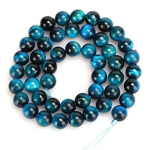 Produktbild: Tigerauge-Perlen-Armband, Runde Blaue Tigerauge-Perlen, Naturstein, Handgefertigter Schmuck, Zubehör für die Herstellung von Armbändern, Tigerauge-Perlenschmuck (8 mm, 48