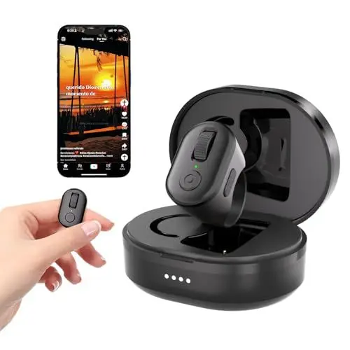 Produktbild: Tik Tok Fingerspitzen Scrolling Ring, Page Turner für iPhone iPad, Bluetooth Fernbedienung Finger Scroller mit Ladehülle Kompatibel mit iOS, Android Handys, Tablets - Schwarz
