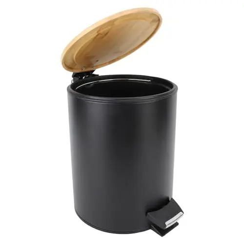 Produktbild: TIKATARER Kleiner Mülleimer mit Deckel, Kleiner Badezimmer-Mülleimer mit Deckel, Badezimmer-Mülleimer mit Deckel und Fußpedal, Großes Fassungsvermögen, Soft-Close-Schwarz, für Badezimmer,