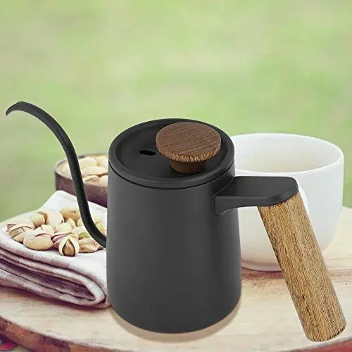 Produktbild: TIKATARER Mokkakanne, Wasserkocher mit Schwanenhals, 350 Ml, Tropfkaffeekanne mit Modischem Griff, Edelstahl-Wasserkocher mit Langem Schwanenhalsauslauf für die Küche zu Hause, Im Büro
