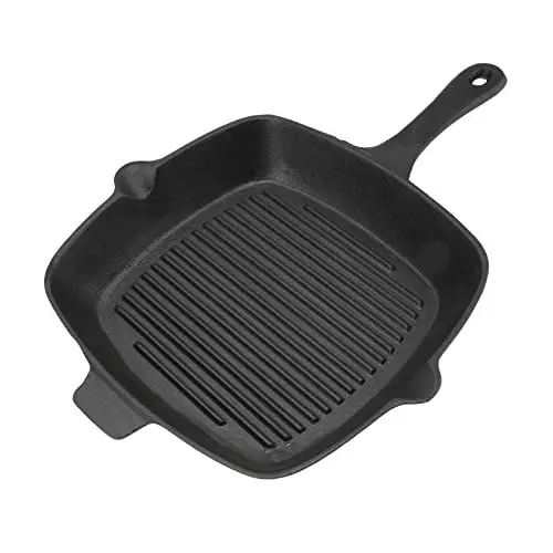 Produktbild: TIKATARER Quadratische Gusseisenpfanne, Grillpfanne aus Gusseisen, Gegossenes Outdoor-Kochgeschirr, Grillpfanne, Quadratische Grillpfanne, Steakpfanne, Grillpfanne mit