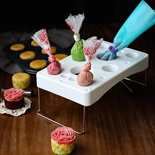 Produktbild: TIKATARER Spritzbeutel, Beutelhalter, Ständer, Edelstahl, Fondant-Beutelhalter, Spritzspitzen-Organizer, 29,2 X 18,3 X 3,8 Cm, für Backliebhaber