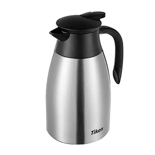 Produktbild: Tiken 1.5L Thermoskanne Edelstahl Doppelwandige Vakuumisolierung Isolierkanne Kaffeekanne, Silbrig