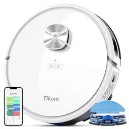 Produktbild: Tikom L9000 Saugroboter mit Wischfunktion, LiDAR Navigation, 4000Pa Staubsauger Roboter, 150Mins Max, Selbstaufladend, WLAN, 14 No-Go-Zonen, für Tierhaare, Teppich, Hartboden