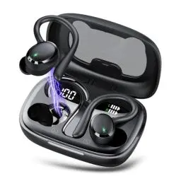 Produktbild: Bluetooth Kopfhörer Sport, Kopfhörer Kabellos Bluetooth 5.3 mit ENC Mic, 72 Std Bluetooth Kopfhörer In Ear, Tiefer Bass Earbuds IP7 Wasserdicht Ohrhörer LED-Anzeige USB-C Touch Control mit Ohrhaken