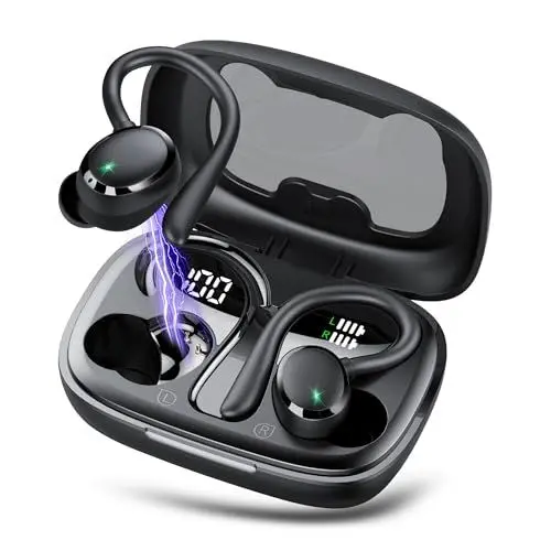 Produktbild: Bluetooth Kopfhörer Sport, Kopfhörer Kabellos Bluetooth 5.3 mit ENC Mic, 72 Std Bluetooth Kopfhörer In Ear, Tiefer Bass Earbuds IP7 Wasserdicht Ohrhörer LED-Anzeige USB-C Touch Control mit Ohrhaken