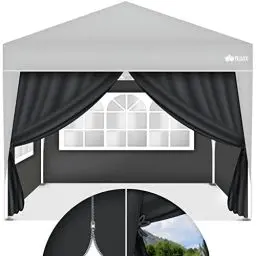 Produktbild: tillvex® 4X Seitenwand für Pavillon 3x3m | Faltpavillon Seitenteile wasserabweisend | Seitenfenster & Reißverschluss | Seitenwände für Gartenzelt Partyzelt