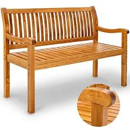 Produktbild: tillvex Gartenbank Holz 2-3 Sitzer inkl. Abdeckung wetterfest 125 cm | Parkbank Massivholz | Balkonbank Sitzbank 320 kg belastbar | Holzbank Gartenmöbel für Balkon, Terrasse & Garten