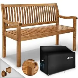 Produktbild: tillvex Gartenbank Holz 3-4 Sitzer inkl. Abdeckung wetterfest 150 cm | Parkbank Massivholz | Balkonbank Sitzbank 320 kg belastbar | Holzbank Gartenmöbel für Balkon, Terrasse & Garten