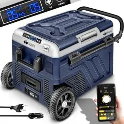 Produktbild: tillvex® Kompressor Kühlbox mit Akku elektrisch 50 Liter | Elektrische Gefrierbox mit WIFI-APP-Steuerung USB-Anschluss 12/24V 230V | Kühlschrank bis -20°C für Auto, Lkw, Boot, Reisemobil, Camping