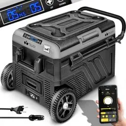 Produktbild: tillvex® Kompressor Kühlbox mit Akku elektrisch 60 Liter | Elektrische Gefrierbox mit WIFI-APP-Steuerung USB-Anschluss 12/24V 230V | Kühlschrank bis -20°C für Auto, Lkw, Boot, Reisemobil, Camping