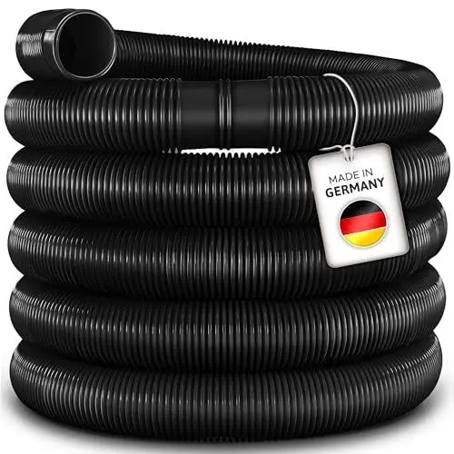 Produktbild: tillvex Poolschlauch Made in Germany | Schwimmbadschlauch mit Muffen | Solarschlauch für Pool und Schwimmbecken | Saugschlauch | Pumpenschlauch | flexibler Wasserschlauch (Schwarz, 6m / 32mm)
