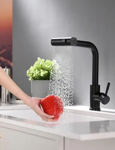Produktbild: TIMACO schwarz küchenarmatur ausziehbar Wasserhahn Küche 360° Schwenkbar Mischbatterien für Küche Armatur Einhandmischer für Küchen Spüle Spültischarmatur
