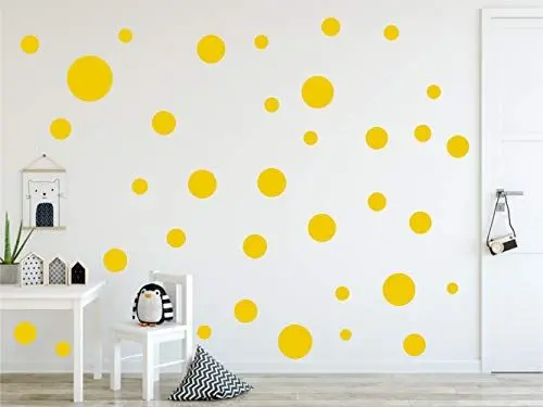 Produktbild: Timalo® XL Aufkleber Punkte Wandtattoo Kinderzimmer bunte große Kreise Pastell Uni Matt Wandsticker | 73081-gelb-180