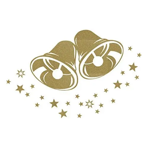 Produktbild: timalo® Fensterbild Wandtattoo Weihnachtsglocken Glocken Sternen Text Frohe Weihnachten Fensteraufkleber | 70024-a1-gold-40x26