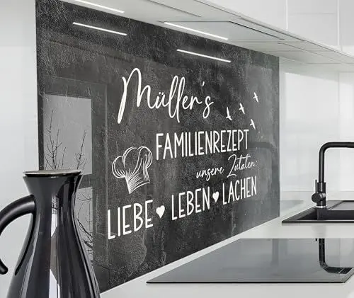 Produktbild: timalo Herd Spritzschutz Wand Spüle, Küche Küchenrückwand Glasoptik | Acryl Glas 2mm | Glasrückwand Acrylglas - personalisiert mit Namen - Rückwandschutz Platte | 80x50cm Schiefer, Stein