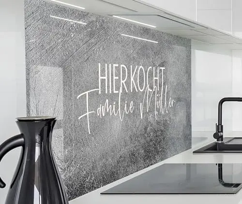 Produktbild: timalo Herd Spritzschutz Wand Spüle, Küche Küchenrückwand Glasoptik | Acryl Glas 2mm | Glasrückwand Acrylglas - personalisiert mit Namen - Rückwandschutz Platte | 80x60cm Granit, Steinplatte