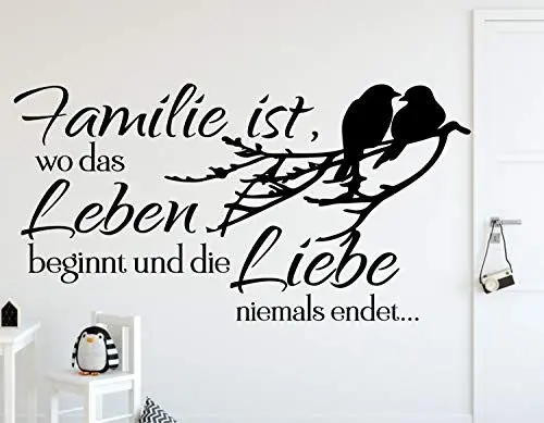 Produktbild: timalo® Modernes Wandtattoo fürs Wohnzimmer Spruch – Familie ist, wo das Leben beginnt | 11007-Pink-G-90x54