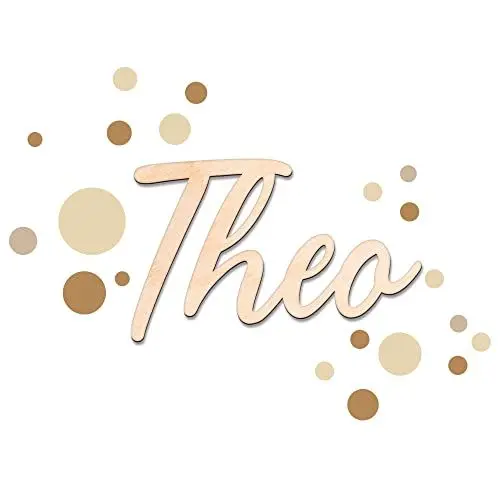 Produktbild: timalo® Türschild Holz personalisiert mit Namen. Individuelles Namensschild Kinderzimmer 3D Schriftzug Dekoration Tür Wanddeko Aufkleber | wood2-m-Kreise-40cm