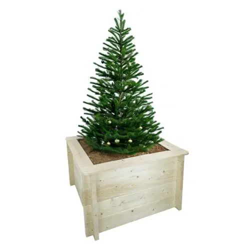 Produktbild: TIMBELA Hochbeet Holz - 78x78xH46 cm - Blumenbeet für Garten - Kräuterbeet - Pflanzkasten Holz - Hochbeet Balkon Garten Terrasse - Solid 28 mm Pine/Spruce Wood M620