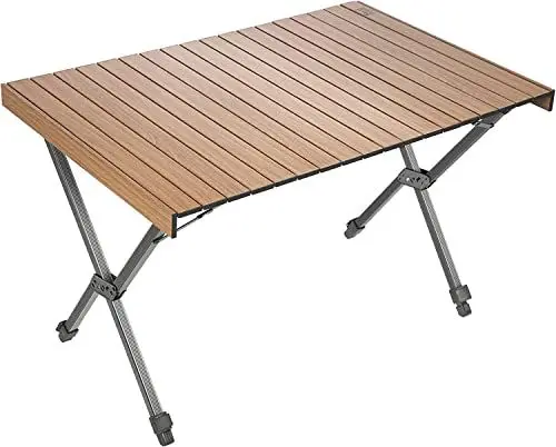 Produktbild: TIMBER RIDGE Campingtisch Klappbar Höhenverstellbar Klapptisch Camping Falttisch Tragbar Aluminium mit Tasche für Picknick Kochen Garten Wandern Reisen 108x71cm - Braun
