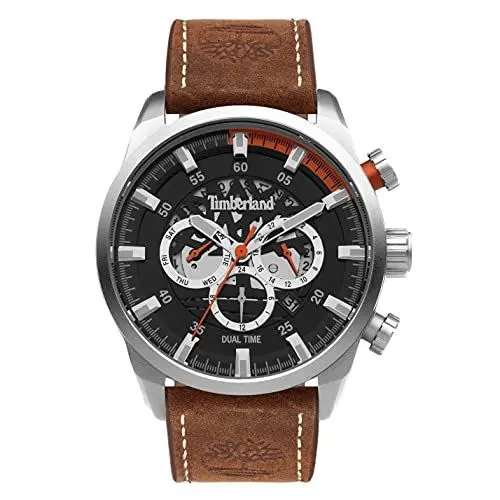 Produktbild: Timberland Henniker III Herren Armbanduhr Leder Braun 46 mm, Multifunktionsuhr, Wasserdichtigkeit: 5 Bar, TDWGF2100603