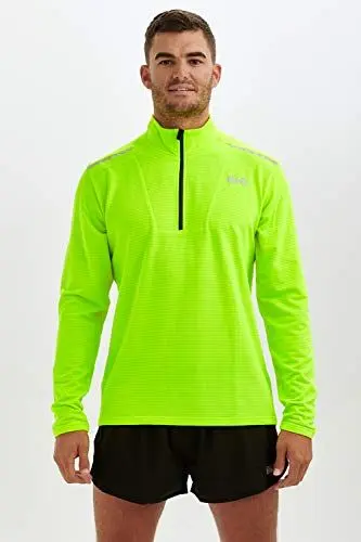 Produktbild: time to run Herren Langarm Laufshirt - Thermisches und Leichtgewichtiges - EIN Fitnessoberteil Funktionsshirt mit Reißverschluss XL Limonengrün