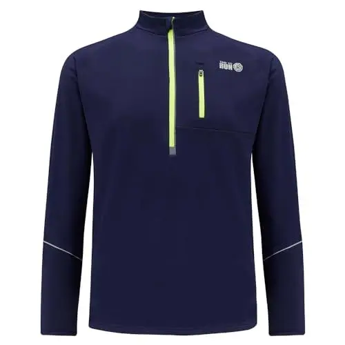 Produktbild: time to run Langarm-Thermo Laufshirt, Quick Dry Funktionsshirt Oberteil für Herren mit Reißverschluss am Ausschnitt Und Ein Tasche Ideal für Fitnesssport L Peacoat