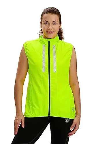Produktbild: time to run Laufveste ärmellos Gilet Mit Taschen für Damen - Leichte Winddichte Atmungsaktiv - Ideal für Übung und Jogging L Limette