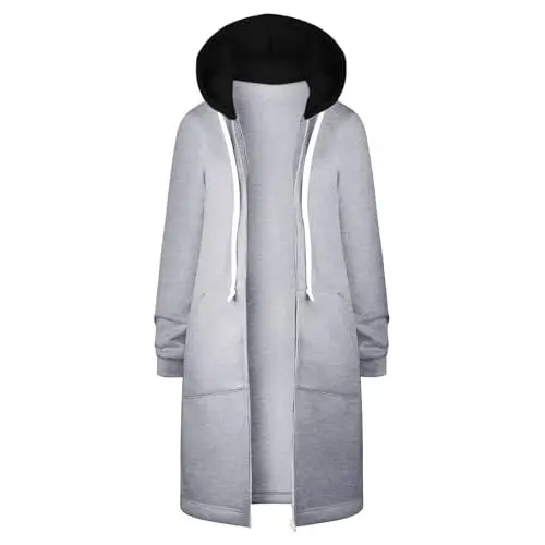 Produktbild: TIMELYE Pullover Damen Winter Übergangs Sweatshirts Softshelljacke Mädchen 164 Kapuzenpullover Lässig Sportjacke Kapuzenjacke Sweatjacke Jungen Softshelljacke Damen Sweatjacke Mit Kapuze（2-Gray，XL）